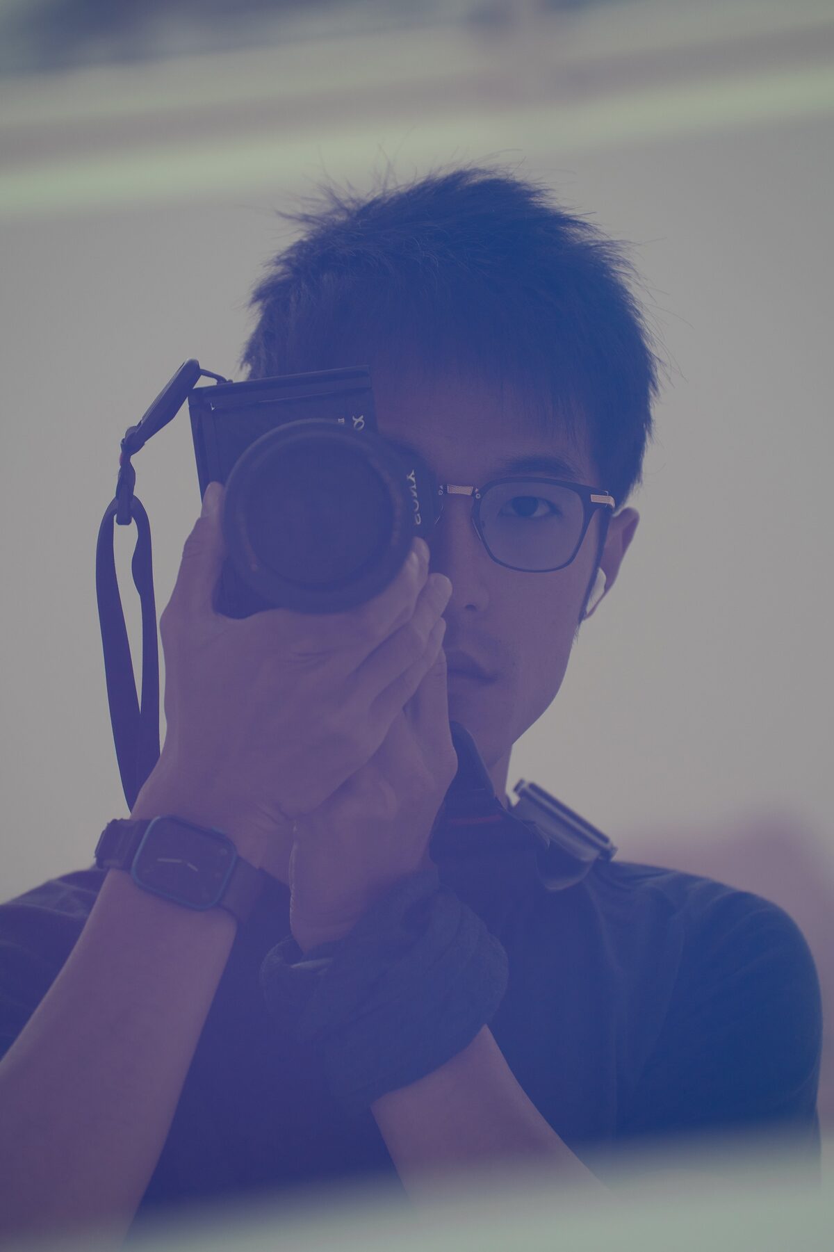 TY self-portrait with camera, in a mirror