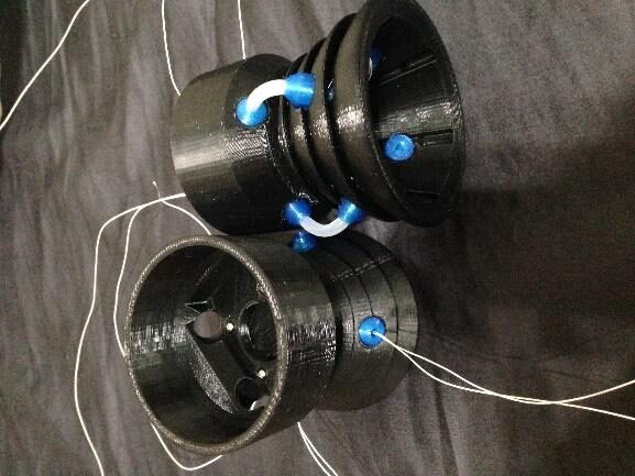 3D-printed base ring + wiring
